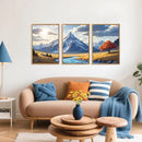HPNIUB Landscape Mountain Wall Art Set, Rustic River Sunrise Pine Tree Forest Nature Scenry Wilderness Art Print, Farmhouse Grassland Modern Sky Decorative for Living Room, Bedroom, Office-16 x24 x3 by CozyNest Decor