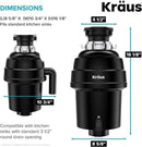 KRAUS WasteGuard 1 HP Ultra-Quiet Garbage Disposal with Quick Connect, Kitchen Sink Drain Cover, Power Cord and Flange Included, KWD100-100MBL by CozyNest Decor