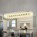Modern Pendant Lights Kitchen Island, 35.5" Dimmable LED Elliptical Runway Light Fixture Silvery Gray Aluminum Bar Lights Hanging for Dining Room, Kitchen, Restaurant, Living Room by CozyNest Decor