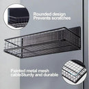 Magnetic Basket, Magnetic Shelf for Fridge, Magnetic Spice Rack for Refrigerator Magnetic Locker Organizer Holder for Office Kitchen Classroom Storage, Black-Low, 9.44" x 4" x 1.77" by CozyNest Decor