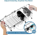 GSlife Expandable in Sink Small Dish Drying Rack - Stainless Steel Capacity Adjustable Over The Sink Dish Rack with Utensil Holder, 11.9“-16.7” L x 9" W x 5.7" H, Silver by CozyNest Decor
