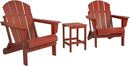 WO Home Furniture Adirondack Chairs Table Set of 3 PCS Outdoor Folding Chairs Side End Table Weather/UV Resistant for Lawn, Garden, Bon Fire, Balcony (Red) by GreenHaven Gardens