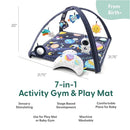 The Peanutshell Unisex Baby Play Gym & 7-in-1 Play Mat - Playmat Baby Toys 0-6, 6-12 Months Tummy Time Mat with Hanging Toys, Soft Padded Mat for Newborns, Infants - Space by TinyTreasures Baby Boutique