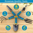 Gardening Tools Set from Alloy Steel - Heavy Duty Garden Tool Set with Light & Rubber Non-Slip Handle - Gardening Tool Kit - Ergonomic Garden Hand Tools - Gardening Gifts for Men and Women by GreenHaven Gardens