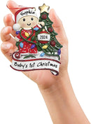 Baby's First Christmas Ornament 2025 Personalized Christmas Ornaments with Name Snow Baby in Stocking with Snowflake Custom Tree Ornament Decorations Ornaments,Blue by TinyTreasures Baby Boutique