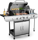 G41 Gas Grill,4-Burner Gas BBQ Grill with Side Burner, Porcelain-Enameled Cast Iron Grates, Baking Pan, 42,000 BTU Stainless Steel Propane Grill for Outdoor Cooking and Patio Barbecues by GreenHaven Gardens