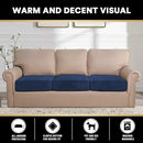 PrinceDeco Couch Cushion Covers, Stretch Washable Sofa Cushion Cover, Fitted Sofa Slipcover Velvet Fabric Non-Slip Furniture Protector for Dog,Pets, Kid (Each Width Up to 29.5", Navy) by CozyNest Decor
