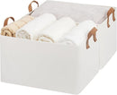 StorageWorks 45L Extra Large Fabric Storage Bins with PU Handles, Storage Baskets for Organizing, Large Laundry Basket, 2-Pack, Beige, 19" L X 13.25" W X 11" H by TinyTreasures Baby Boutique