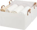 StorageWorks 45L Extra Large Fabric Storage Bins with PU Handles, Storage Baskets for Organizing, Large Laundry Basket, 2-Pack, Beige, 19" L X 13.25" W X 11" H by CozyNest Decor
