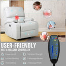 Rocking Recliner Chair, Massage Rocker Recliner Chair with Vibration Massage and Heat, USB and Type-C Ports,360° Swivel Faux Leather Chairs, Living Room, Bedroom, Nursery, RV, Light Grey by TinyTreasures Baby Boutique