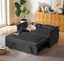 57-Inch Velvet Full Size Sleeper Sofa Couch with Pullout Bed,Convertible Pull Out with Golden Decorative Strip and Adjustable Backrest for Small Spaces,Apartment, Guest Room, RV (Black) by CozyNest Decor