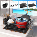 Godboat Dish Drying Rack, Dish Rack with Auto-Drain & Mat, Dish Drainers for Kitchen Counter, Glass Organizer for 4 Cups, 3 Slots Utensil Holder, Gifts for Women Mothers Day, Kitchen Gadgets & Decor by CozyNest Decor