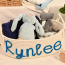 Personalized Baby Name Basket, Custom Woven Baby Shower Gift Basket with Cotton Rope Handle Baby Diaper Nursery Shelf Storage Basket Bin for Kids' Bedroom (Style 3) by TinyTreasures Baby Boutique