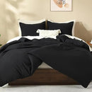 Litanika Black Comforter Full Size, 3 Pieces Boho Lightweight Solid Bedding Comforter Set, All Season Fluffy Bed Set (79x90In Comforter & 2 Pillowcases) by CozyNest Decor