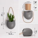 Wall Planters -Ellie- | Hanging Ceramic Plant Pots 3 Pieces | Wall Decoration for Indoors, Balcony and Garden | Grey (Matte) by GreenHaven Gardens