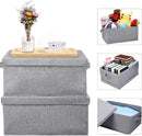 HOONEX Linen Foldable Storage Bins with Lids, 2 Pack, Storage Boxes with Carrying Handles and Sturdy Heavy Cardboard, 16.5" L x 11.8" W x 7.5" H for Shoes, Books, Clothes, Light Grey by CozyNest Decor