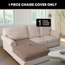 PrinceDeco Sectional Couch Covers Velvet Couch Cover for Dogs Washable L Shaped Couch Cover 1 Piece Individual Sectional Couch Covers with Elastic Bottom(Chaise Lounge,Taupe) by CozyNest Decor