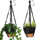 GARDIFE 10 Inch Hanging Planters with Macrame Plant Hanger for Indoor and Outdoor Plants, 2 Pack Large Self Watering Hanging Plant Pot with Basket Flower Pot with Drainage Hole, Black by GreenHaven Gardens