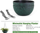 10inch Hanging Planters for Outdoor Indoor Plants with Drainage Holes and Chain, 2 Pack Round Hanging Flower Pots for Garden Home Porch Decor, Black with Green Speckles by CozyNest Decor