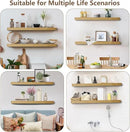 Solid Wood Floating Shelves Set of 2 - Natural, Warp & Crack Resistant 35.43 Inch Wall Shelf with Invisible Brackets Thicker, More Durable for Bathroom, Bedroom, Kitchen, Living Room (Wood, 35.43) by CozyNest Decor