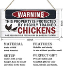 Funny Warning Signs, The Property is Protected By Highly Trained Chicken Sign, Decorative Wood Hanging Wood Plaque, Farmhouse Home Garden Yard Decor, Door Gate Hanger, Chicken Farm Decor by CozyNest Decor