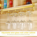 AUHOKY Adjustable Wine Glass Holder Under Shelf, Nail Free Metal Stemware Holder Storage Hanger, Hanging Wine Glasses Rack Organizer Under Cabinet Mount for Bar Kitchen (4 Rows, Gold) by CozyNest Decor