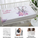Custom Nursery Crib Bedding Set: Personalized Name 4 Piece Purple Flower Elephant Design Baby Crib Sets for Girls - Toddler Double Layer Blanket Set, Comfortable Crib Bed Sheets for Baby Toddlers by TinyTreasures Baby Boutique