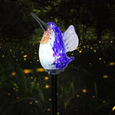 Afirst Decorative Solar Lights Outdoor Solar Hummingbird Stake Lights Hand Blown Glass Decorative Garden Pathway Light Outdoor Waterproof Glass Stakes Blue by GreenHaven Gardens