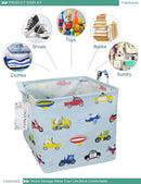 FANKANG Square Nursery Hamper Storage Bins Canvas Laundry Basket Foldable with Waterproof PE Coating Storage Baskets Gift Baskets for Children, Office, Bedroom, Clothes（Square-Car ） by TinyTreasures Baby Boutique