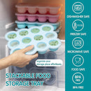 Baby Food Storage 12 x 1.5OZ Silicone Freezer Tray with Lid, Food Grade Silicone Containers for Purees & Vegetables Teal Blue by TinyTreasures Baby Boutique
