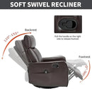 Manual Swivel Rocker Recliner Chair for Adults, Overstuffed Reclining Glider Chair for Nursing with Vibration Massage & Heat, Living Room Rocking Recliner 2-Stage backrest, Faux Leather Brown by CozyNest Decor
