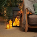 Homemory Acrylic Flameless Candles with Embedded Star String Fairy Lights, Battery Operated Candle, LED Candles, Fake Candles with Remote Control and Timer for Halloween, Amber, Set of 5(H4"5"6"8"8") by CozyNest Decor