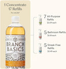 Branch Basics Cleaning Essentials Kit: All Purpose Spray, Glass Cleaner, and Bathroom Cleaner - Concentrate (33.8 Oz) + Plastic Spray Bottles for Cleaning (24 Oz) Non-Toxic, Fragrance-Free