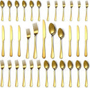 Lazycorner 30 Pcs Gold Silverware Set for 6, Food Grade Stainless Steel Flatware Set Include Fork/Knife/Spoon, Mirror Polished Eating Utensils Sets, Reusable Silverwear Cutlery Set, Dishwasher Safe by CozyNest Decor