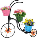 LEWIS&WAYNE Metal Tricycle Planter, 3 Tier Floral Flower Plant Stand Holder Hand Painted Outdoor Garden Patio Decor by GreenHaven Gardens