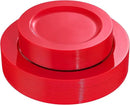 FLOWERCAT 60PCS Red Plastic Plates - Heavy Duty Red Plates Disposable for Party - Include 30PCS 10.25inch and 30PCS 7.5inch for 30 guests Party & Christmas & New Year by CozyNest Decor