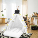 6 Pcs Kids Teepee Tent Bulk with Light String Inflatable Airbed Bedding Fitted Sheet and Markeable Small Blackboards for Boys Girls Indoor Outdoor Slumber Party (White) by TinyTreasures Baby Boutique