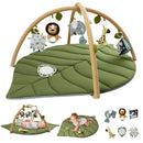 Blissful Diary Baby Play Gym & Activity Mat, Oversize Leaf Shaped Baby Play Mat w 6 Detachable Toys, Tummy Time Mat Promote Motor Skills & Sensory Development Mat, Newborn Infant Baby Essentials Gift by TinyTreasures Baby Boutique