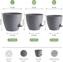 10/9/8 inch Self Watering Pots, Set of 3 Plastic Planters with Mesh Drainage Holes and Deep Reservoir for Indoor Outdoor Garden Plants and Flowers, Grey Speckles by GreenHaven Gardens
