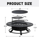 47 Inch Fire Pit with 2 Grills, Outdoor Extra Large Firepits for Outside, Wood Burning Fireplace for Camping,Picnic,Bonfire, 3-in-1 Round Metal Table with Lid for Backyard,Patio,Party by GreenHaven Gardens