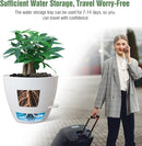 12inch Self Watering Pots, Plastic Planters with Mesh Drainage Holes and Deep Reservoir for Indoor Outdoor Garden Plants and Flowers, White by GreenHaven Gardens