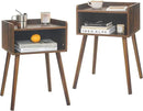 MaxSmeo Night Stand Set 2, Mid Century Modern Side Table Bedroom with Storage, Small End Bedside Table Set of 2 with Solid Wood Legs for Living Room, Office Small Spaces (Rustic Brown) by CozyNest Decor