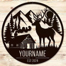 Personalized Deer Forest Name metal Signs,Custom Shed Metal Wall Decor,Black Deer Metal Wall Art Decor,Deer Home Metal Signs Plaques,Outdoor wall Decorative Signage (Style B) by CozyNest Decor