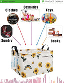 LANGYASHAN Rectangular Storage Bin Collapse Canvas Fabric Cartoon Storage Basket with Handles for Organizing Home Kitchen Boys and Girls Toys Office Closet Shelf Baskets(Rec Sunflower) by TinyTreasures Baby Boutique