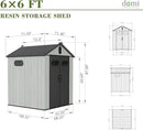 Domi 6x6FT Outdoor Resin Storage Shed with Transparent Windows & Louvered Vents, Plastic Tool Shed with Double Lockable Doors & Gable Roof, Outside Garden Shed for Backyard, Patio, Lawn, Grey by GreenHaven Gardens
