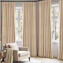 ANRODUO Back Tab Blackout Curtains for Bedroom Living Room, Rod Pocket Pinch Pleated Thermal Insulated Room Darkening Curtains 90 Inches Long 2 Panels, Beige, 42 x 90 Inch by TinyTreasures Baby Boutique