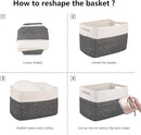 OIAHOMY 4 Pack Storage Baskets for Organizing, Basket for Shelves with Handle, Woven Baskets for Storage Toys, Towels, Books, Cotton Rope Basket 13" L x 9 " W x 7.8 " H, Black & White by TinyTreasures Baby Boutique