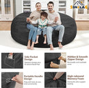 7FT Bean Bag Chair, Large Bean Bag Chairs with Memory Foam Filled, Fluffy Beanbag Sofa with Dutch Velvet Cover, Round BeanBag Chairs for Living Room, Playroom - Grey by TinyTreasures Baby Boutique