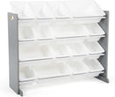 Humble Crew Supersized Toy Storage Organizer with 16 Removable Bins, Grey/White – Large Toy Storage for Toddlers Ideal for Kids' Rooms, Playrooms, and Nurseries - Modern Toy Bins for Kids by TinyTreasures Baby Boutique