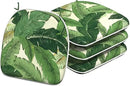 Indoor/Outdoor Chair Cushions 16x17 Inch, Patio Chair Cushions with Ties, All Weather Seat Cushions for Patio Furniture Home Garden Chair Use, Set of 4, Swaying Palms Green by GreenHaven Gardens